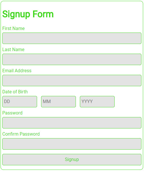 signup form